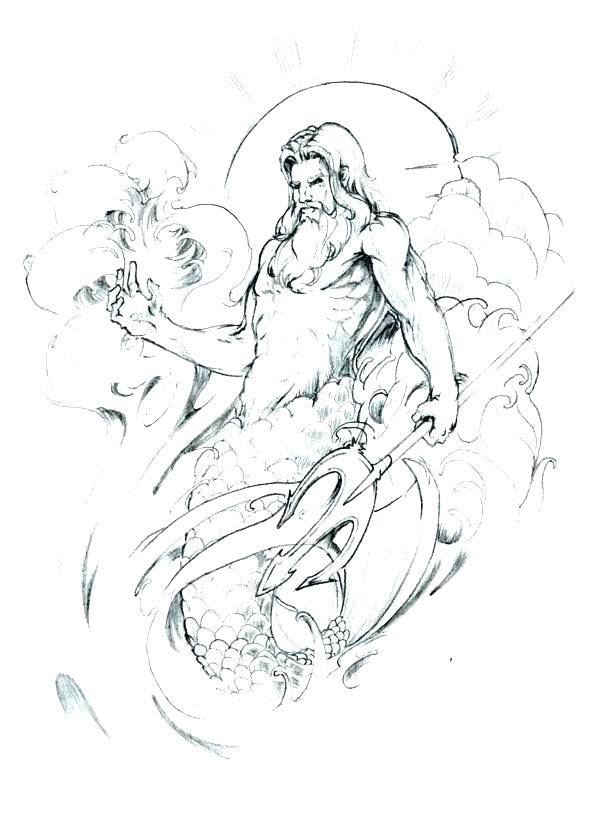 600x824 coloring pages coloring pages coloring pages breathtaking coloring - Poseidon Greek God Drawing