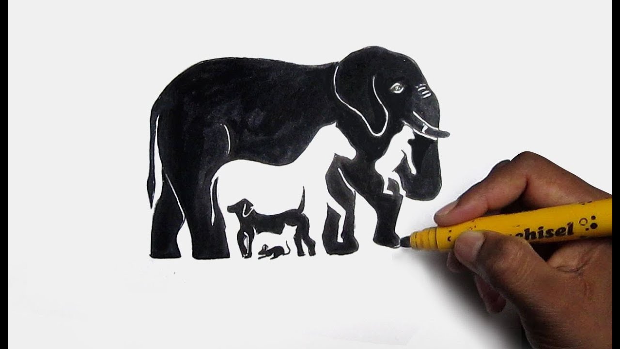 1280x720 how to draw animals in optical illusion positive negative space - Positive And Negative Drawing