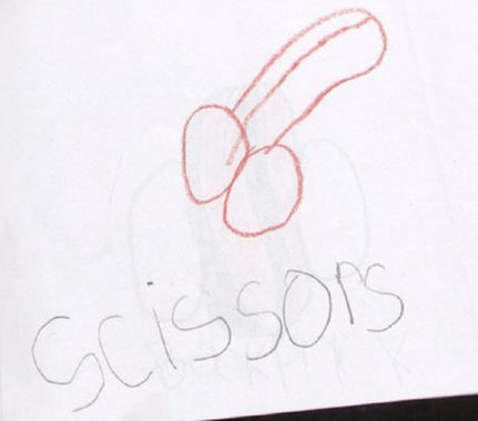 431x380 kids drawing scissors - Positive Drawings