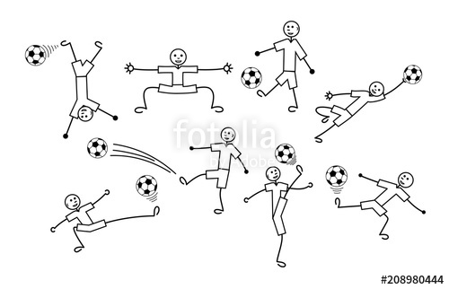 500x322 composition of cartoon drawings of little men football and soccer - Positive Drawings
