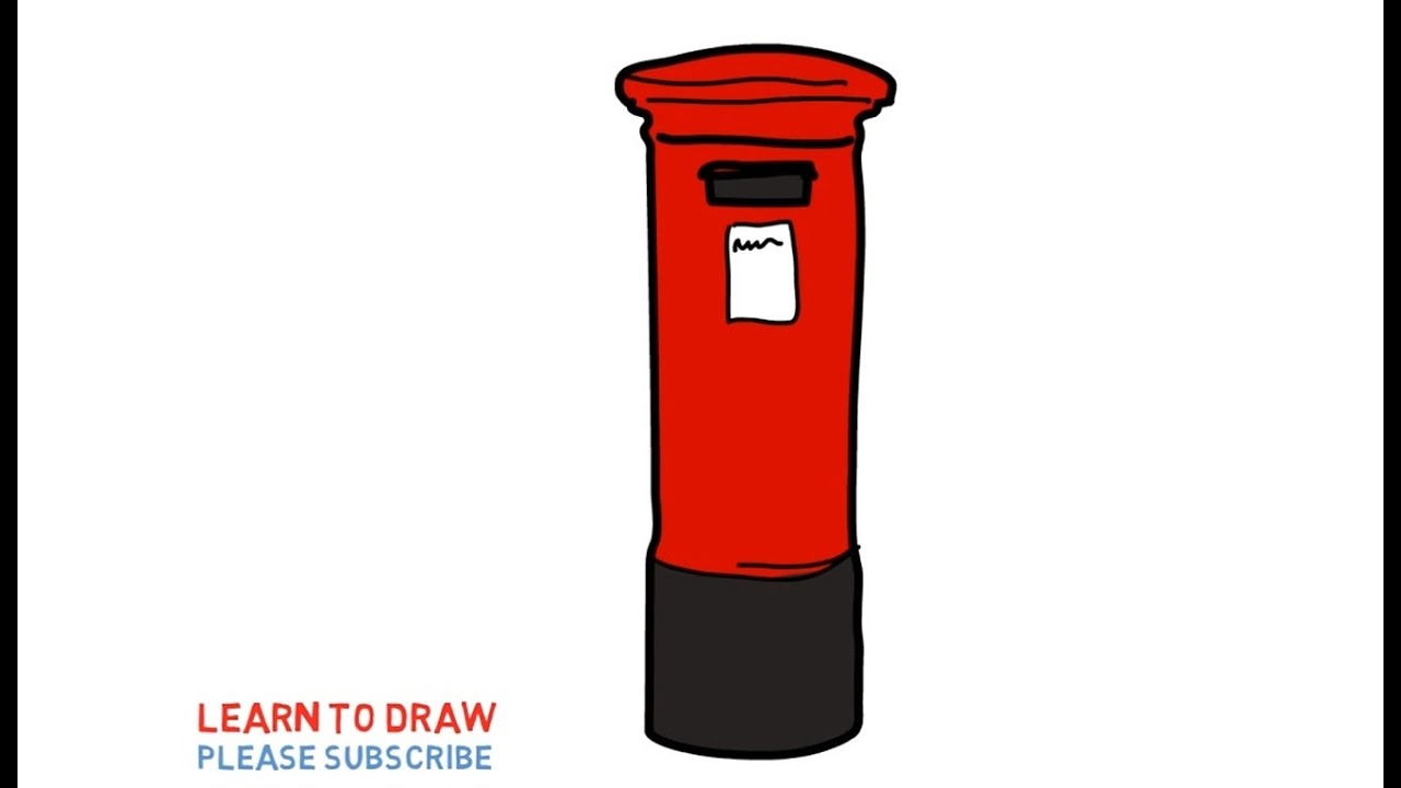 1280x720 Easy Step For Kids How To Draw A Mail Box Coloring Book - Post Drawing
