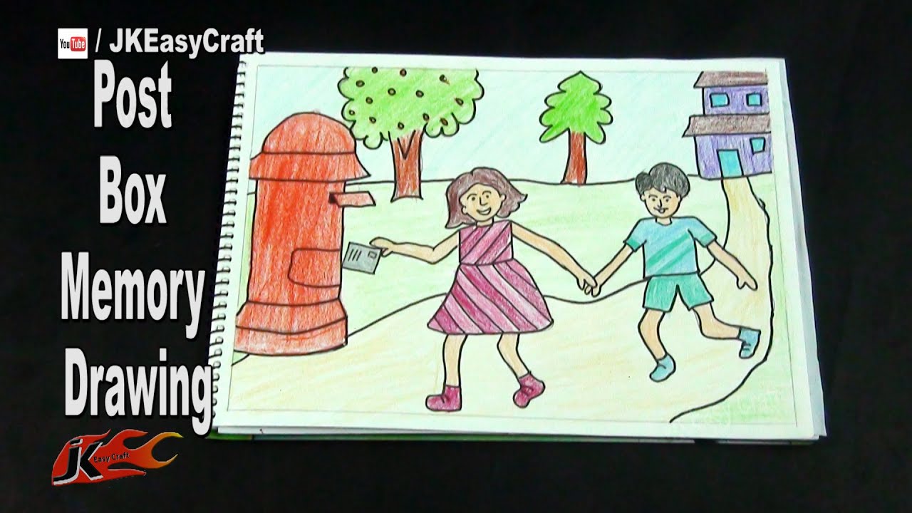 1280x720 memory drawing how to draw post box school project for kids - Post Drawing