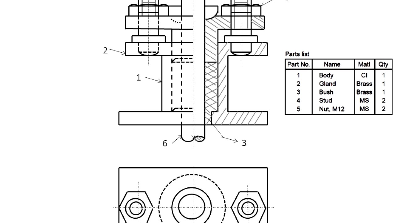 1280x720 assembly drawing of stuffing box and square tool post - Post Drawing