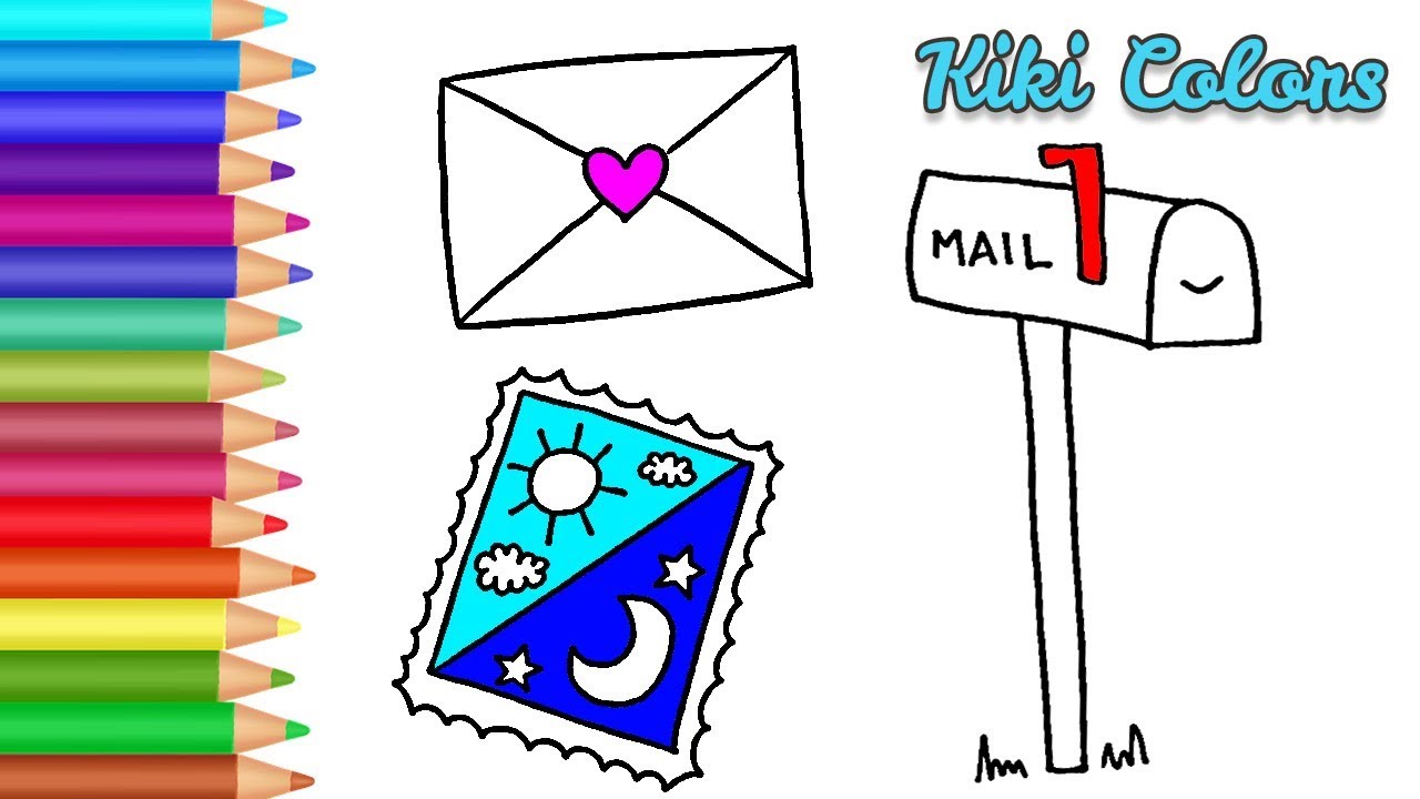1280x720 how to color post office supplies drawing for kids and toddlers - Post Office Drawing