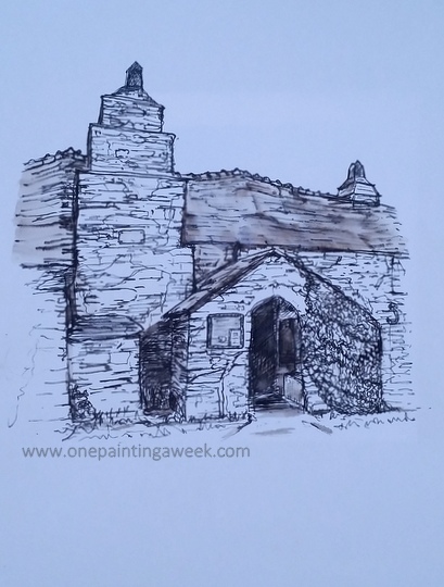409x540 drawing of tintagel old post office onepaintingaweek - Post Office Drawing