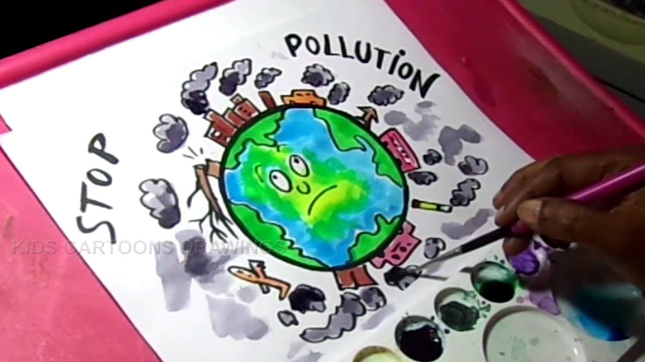 1280x720 how to draw stop pollution color poster drawing for kids - Poster Drawing