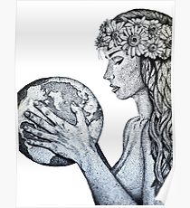 210x230 Mother Earth Drawing Posters Redbubble - Poster Drawing