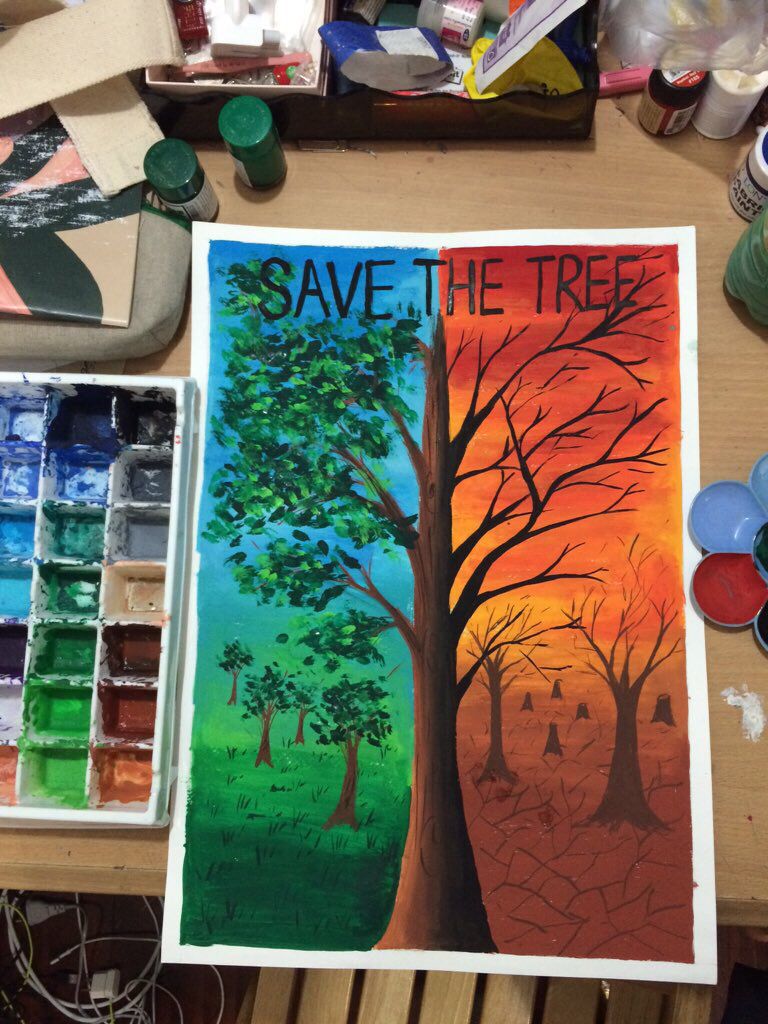 768x1024 Save The Tree - Poster Drawing