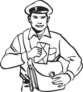 269x300 illustration of a drawing of a happy postman on a white background - Postman Drawing