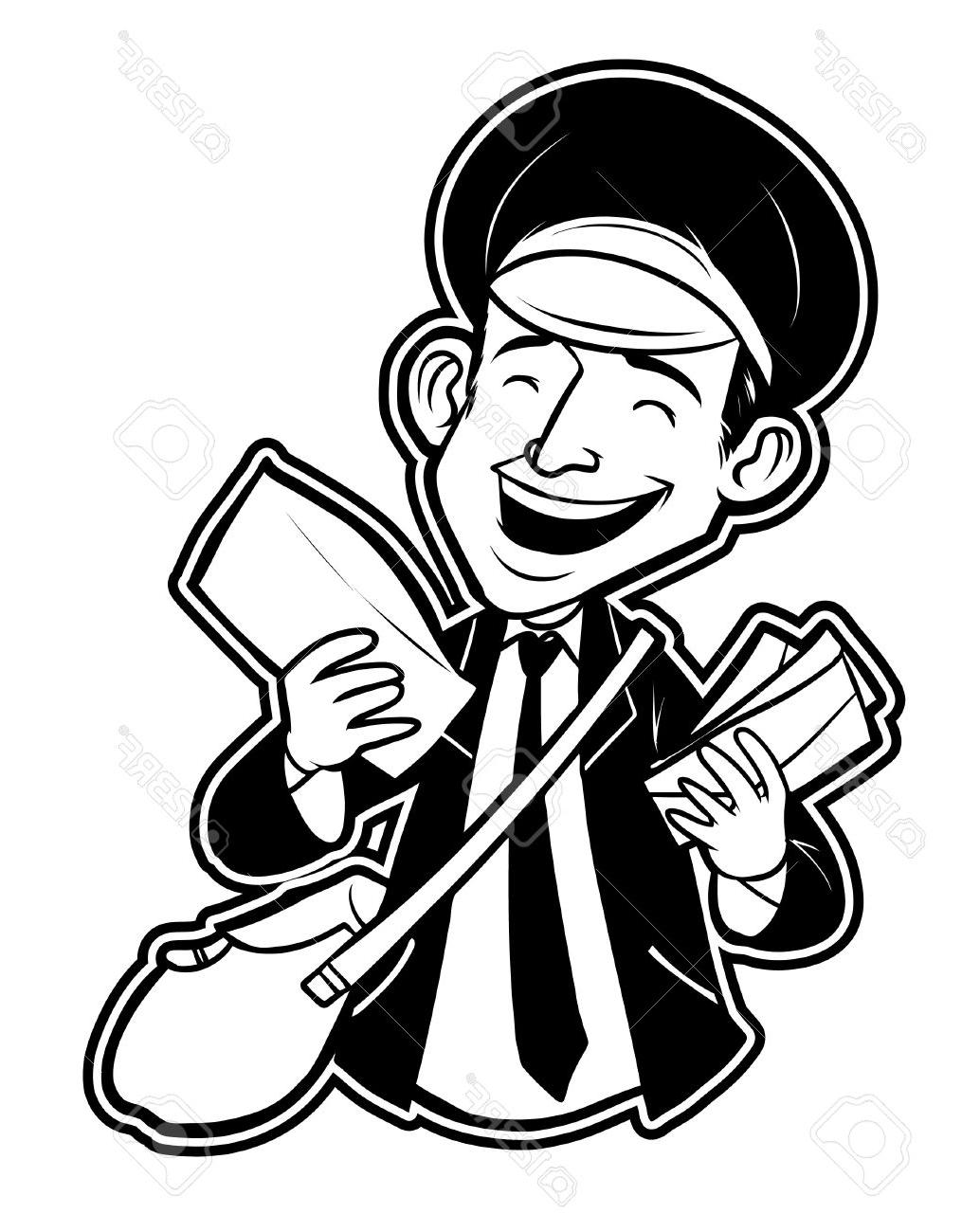 1015x1300 top black and white clipart postman drawing - Postman Drawing
