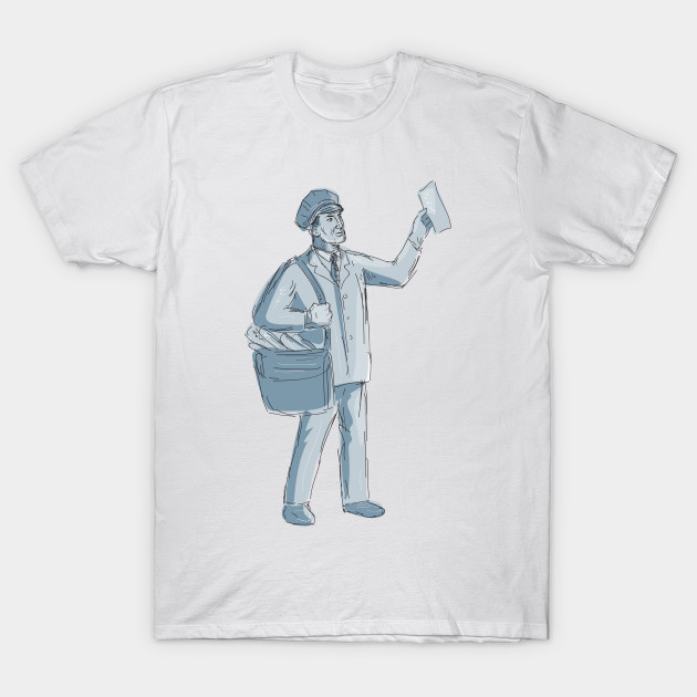 630x630 vintage postman holding up letter drawing - Postman Drawing