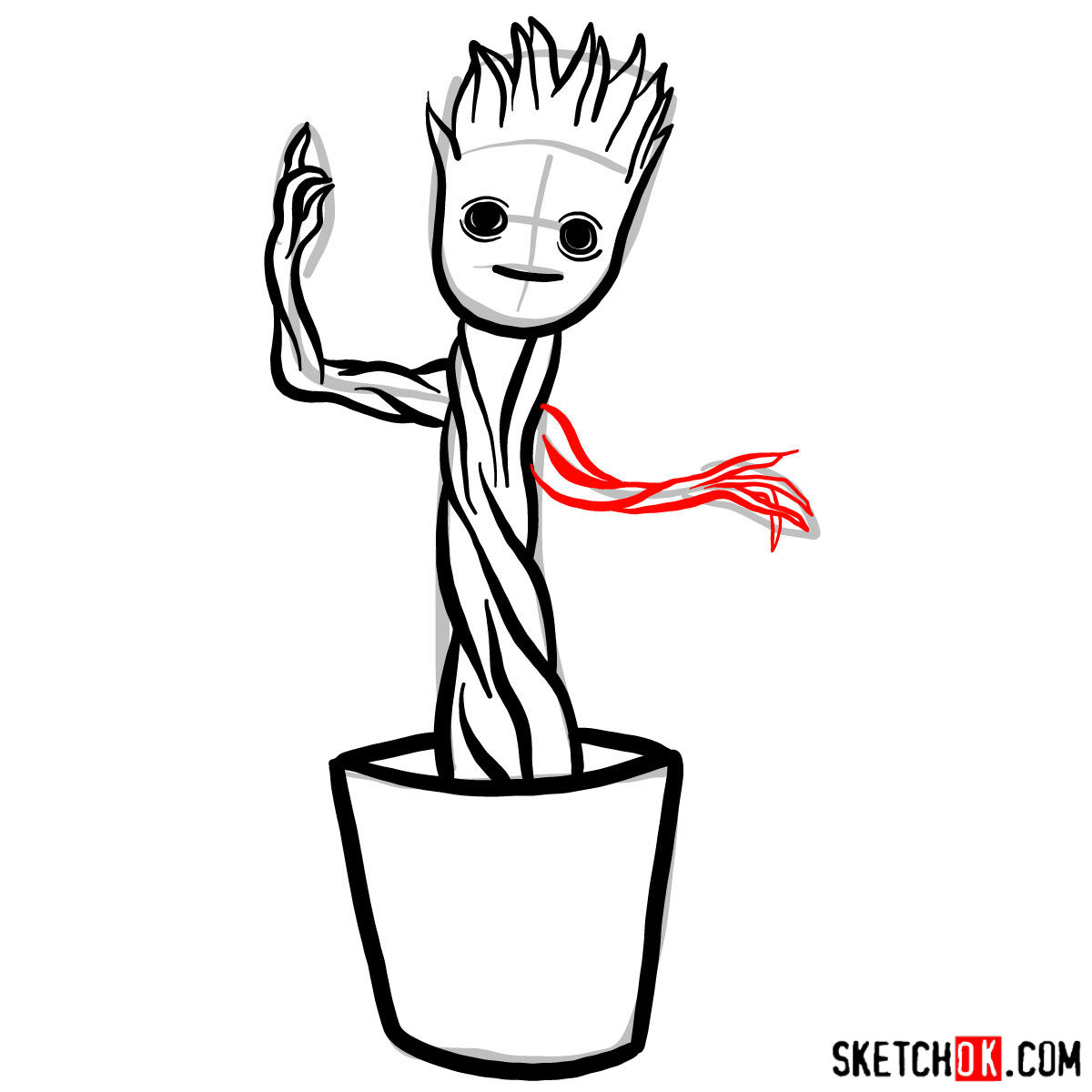 1200x1200 how to draw baby groot in a pot - Pot Drawing