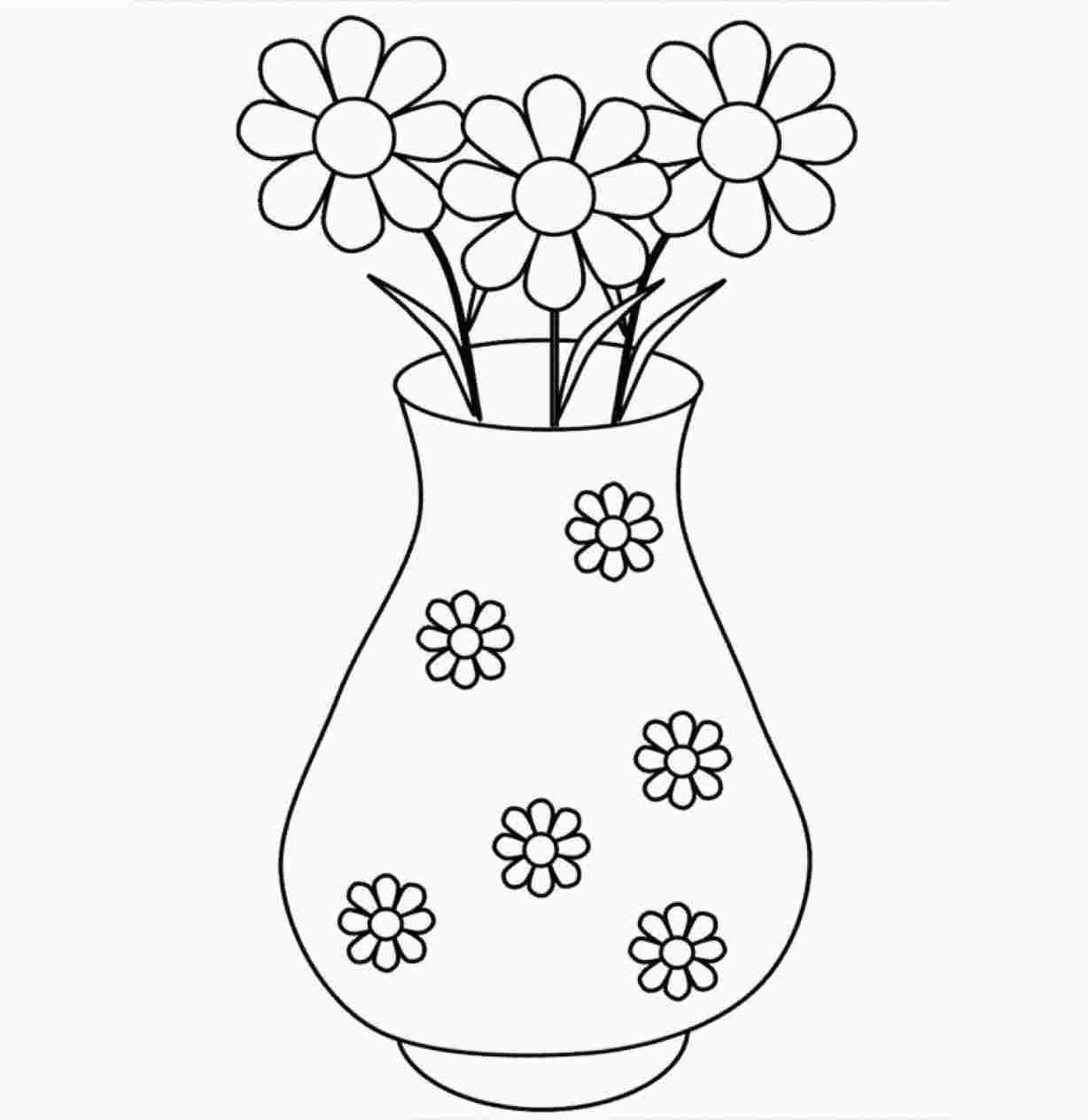 1228x1264 Draw Simple Pot Flower Image - Pot Drawing