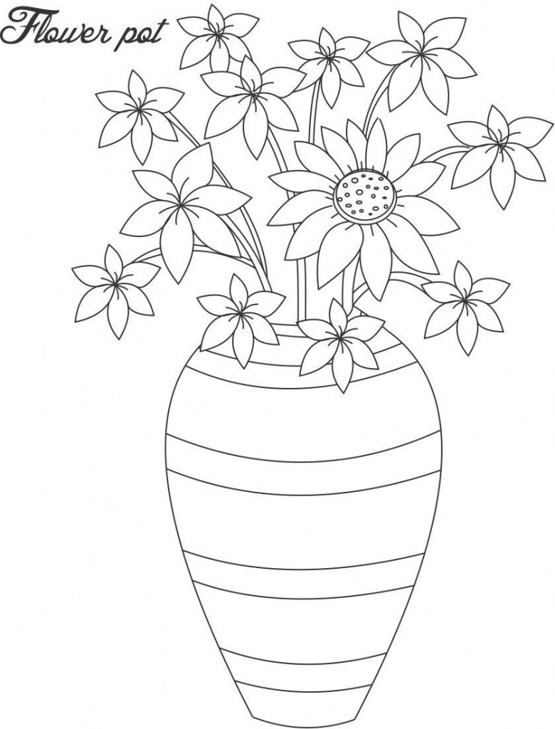 780x1024 Draw A Simple Flower Pot - Pot Flower Drawing