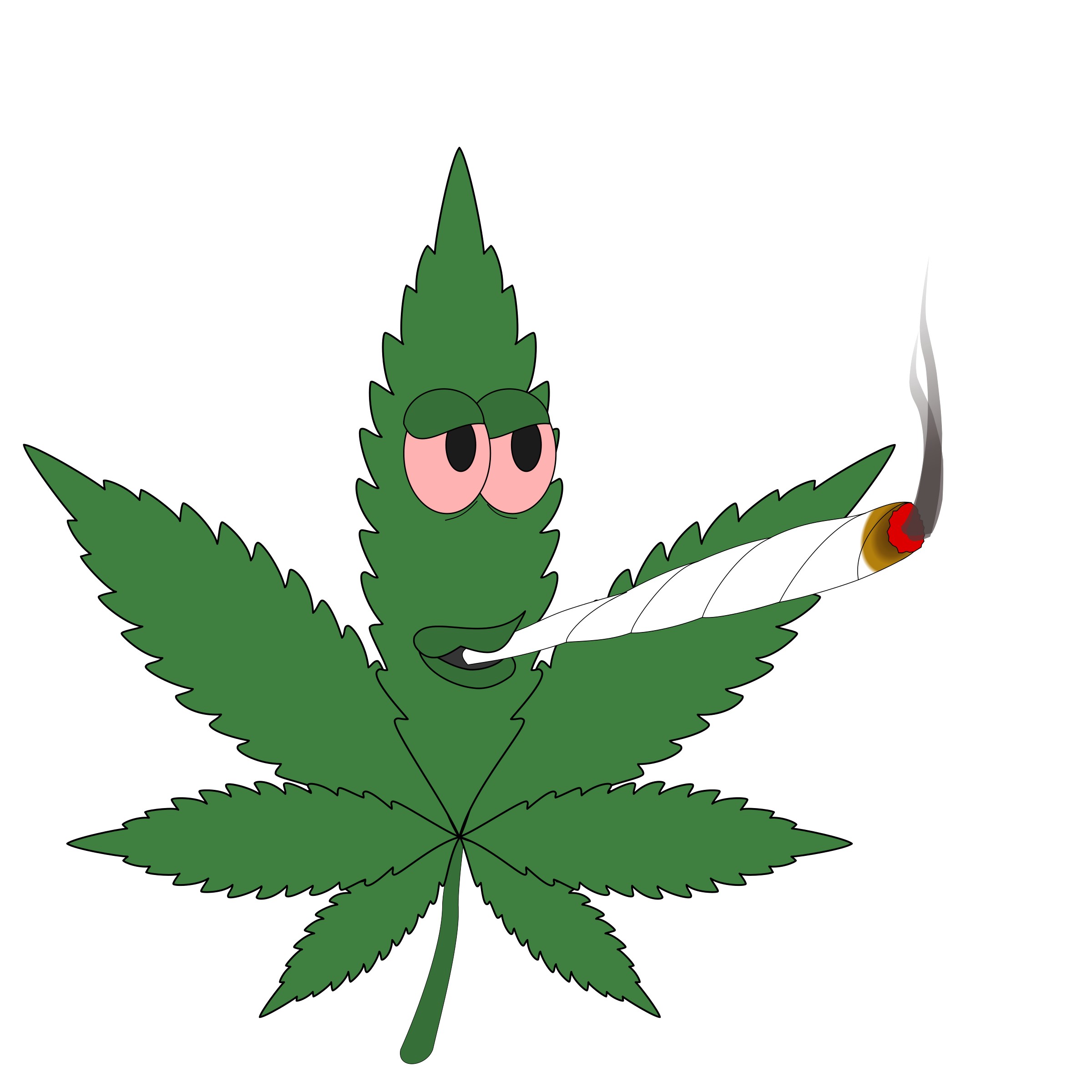 Clipart Animated Marijuana Leaf Weed Plant Cartoon Drawing - Pot Leaf Drawi...