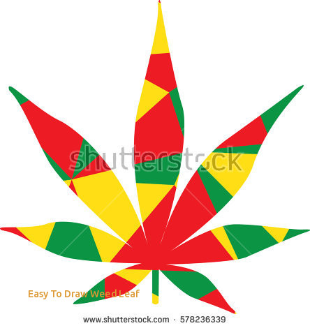 444x470 Easy To Draw Weed Leaf Drawn Simple Pencil And In Color Drawn - Pot Leaf Drawing Step By Step