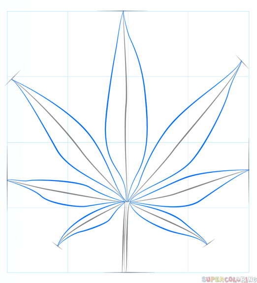 522x575 How To Draw A Pot Leaf Step - Pot Leaf Drawing Step By Step