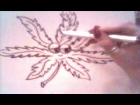 480x360 Watch And Learndraw A Pot Leaf Cartoon Character - Pot Leaf Drawing Step By Step