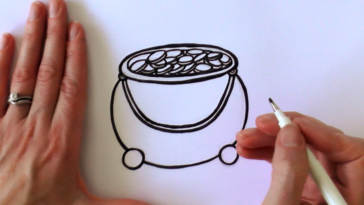 1280x720 how to draw a cartoon pot of gold - Pot Of Gold Drawing
