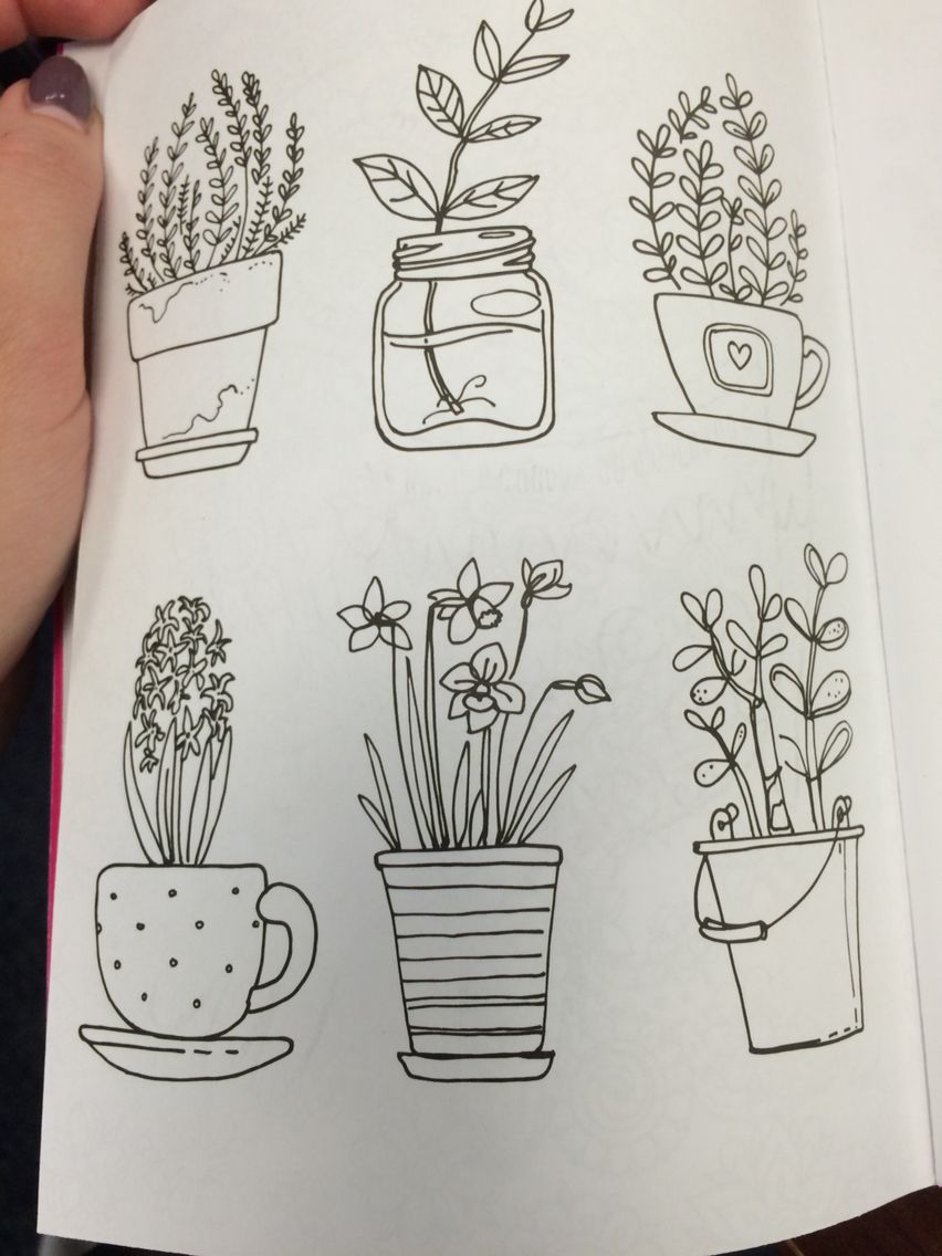 852x1136 flower pot doodles draws - Pot Plant Drawing