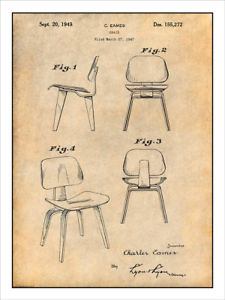 225x300 eames potato chip chair patent print art drawing poster - Potato Chip Drawing