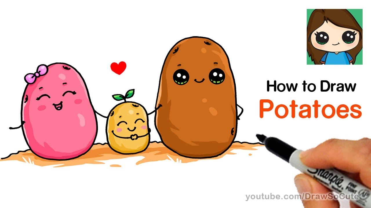 1280x720 How To Draw Potatoes Cute And Easy - Potato Drawing