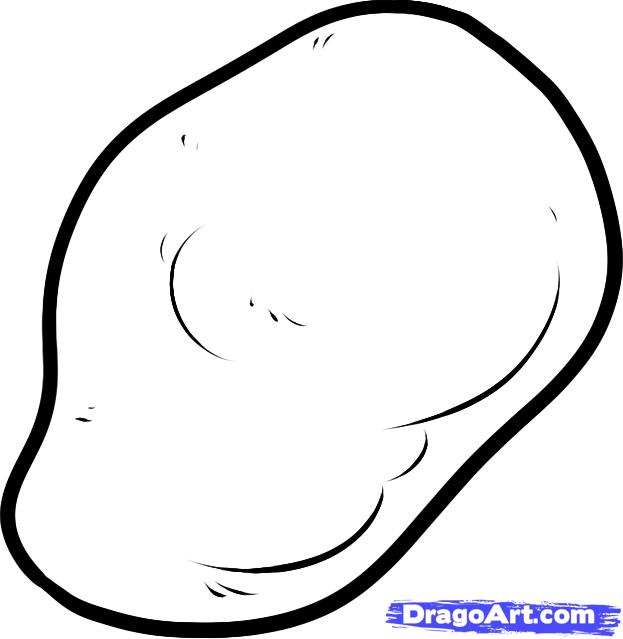 623x639 how to draw a potato, step - Potato Drawing