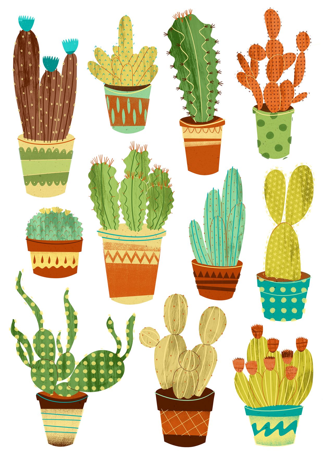 1240x1754 eleven potted cacti projects to try cactus illustration - Potted Cactus Drawing