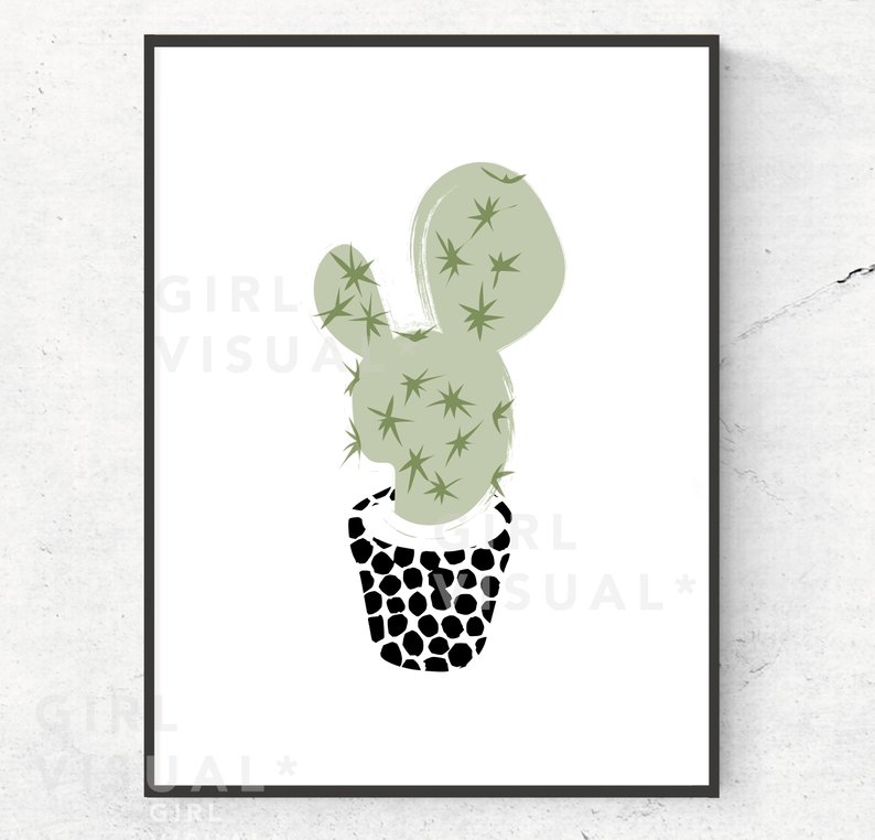 794x762 cactus print cactus illustration cactus wall art minimal etsy - Potted Cactus Drawing