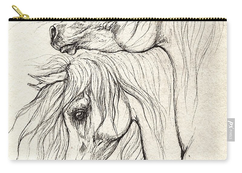 800x570 two arabian horses drawing carry all pouch for sale - Pouch Drawing