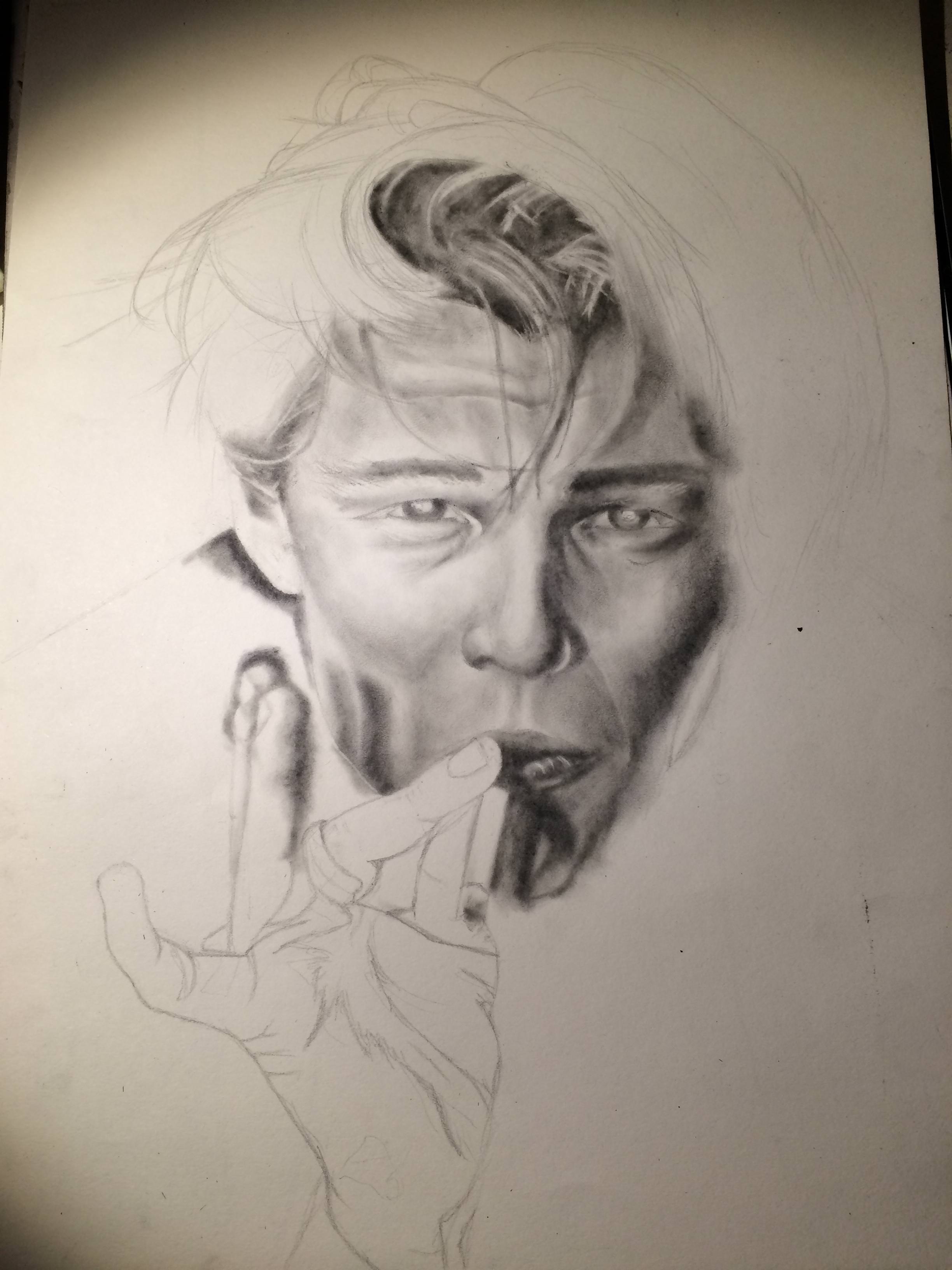 2448x3264 leonardo dicaprio graphite powder drawing hourly progress - Powder Drawing