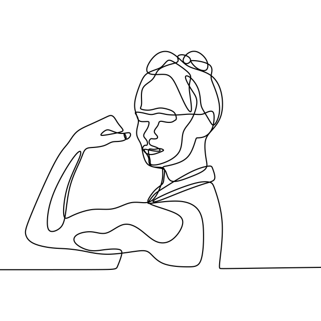 640x640 women power one continuous line drawing, illustration, power, one - Power Drawing