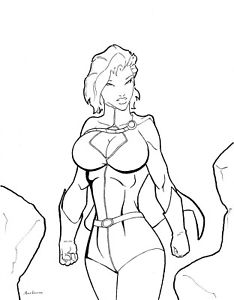 234x300 Original Comic Art Drawing Of Power Girl Dc Comics Superheroine - Power Girl Drawing