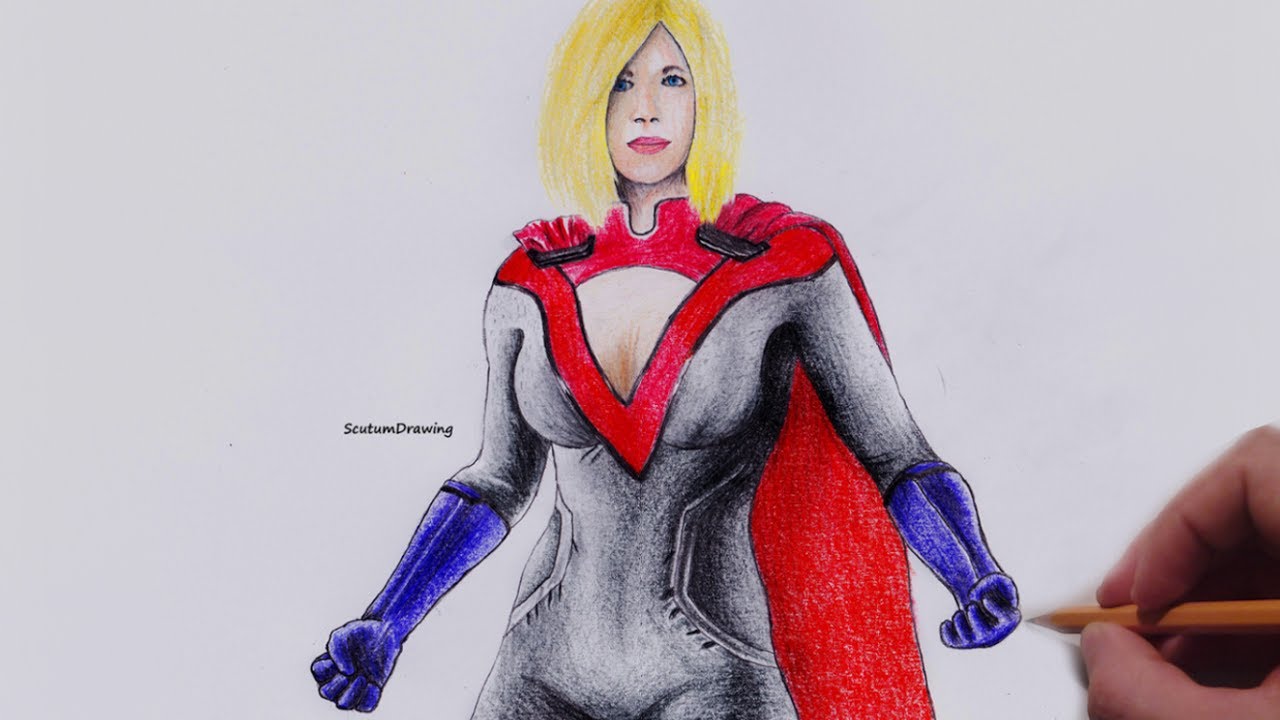 1280x720 Power Girl - Power Girl Drawing