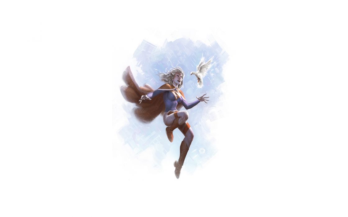 1120x700 Power Girl Dc Bird Drawing Dove White Wallpaper - Power Girl Drawing