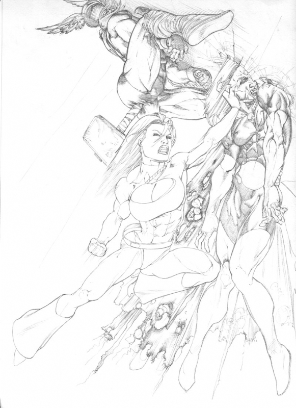 581x800 power girl pencil jack, in e j morges press oblivion's dc - Power Girl Drawing