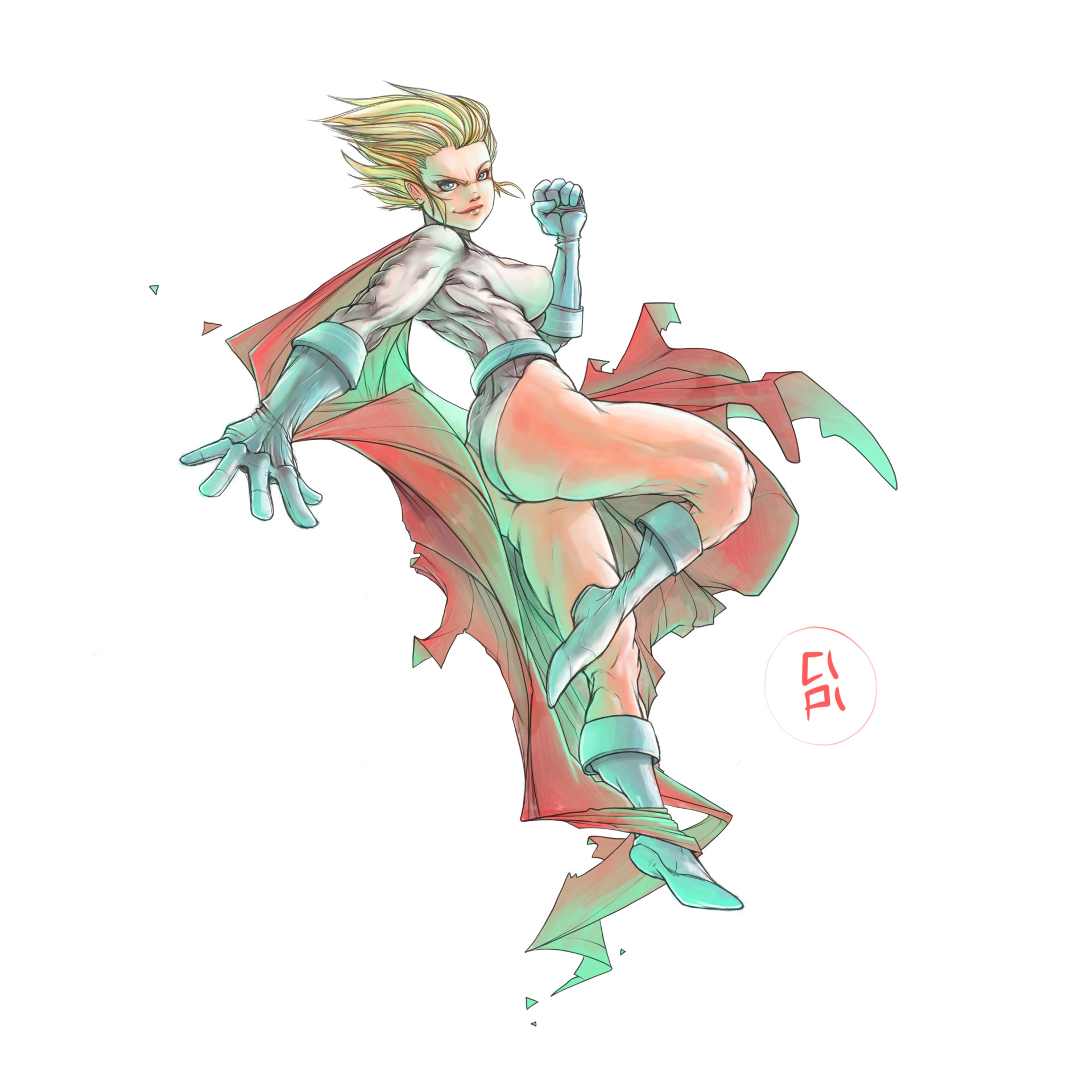 1920x1920 artstation - Power Girl Drawing