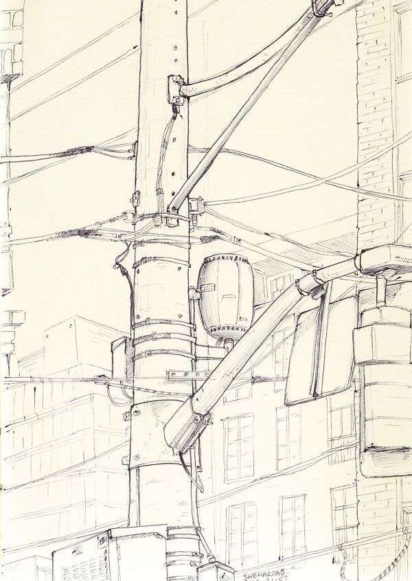 600x846 i dig this 'technical' power line sketch technical illustration - Power Line Drawing