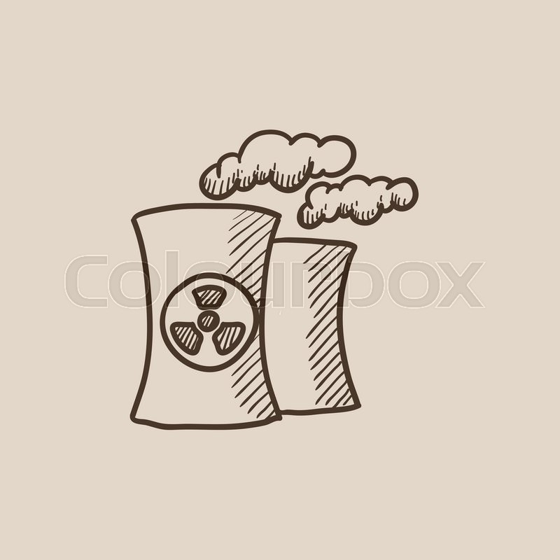 800x800 nuclear power plant sketch icon for stock vector colourbox - Power Plant Drawing