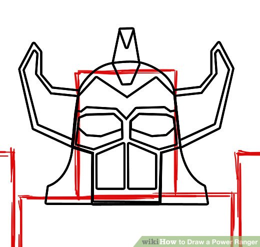 520x494 how to draw a power ranger steps - Power Rangers Drawing
