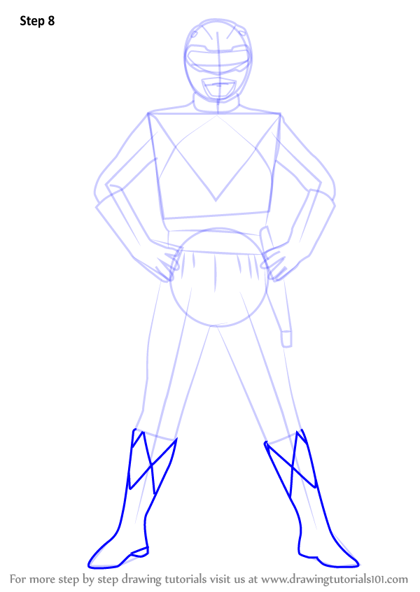 600x846 learn how to draw red ranger from power rangers - Power Rangers Drawing