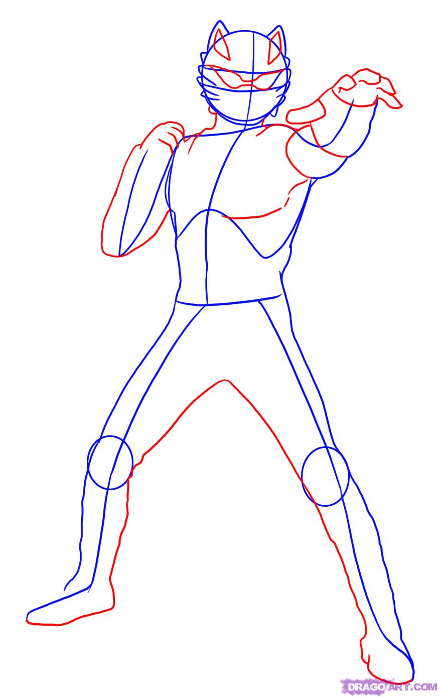 877x1390 step how to draw wolf ranger from power rangers jungle fury - Power Rangers Jungle Fury Drawing