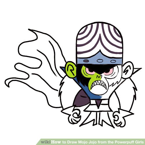 500x500 how to draw mojo jojo from the powerpuff girls steps - Powerpuff Drawing