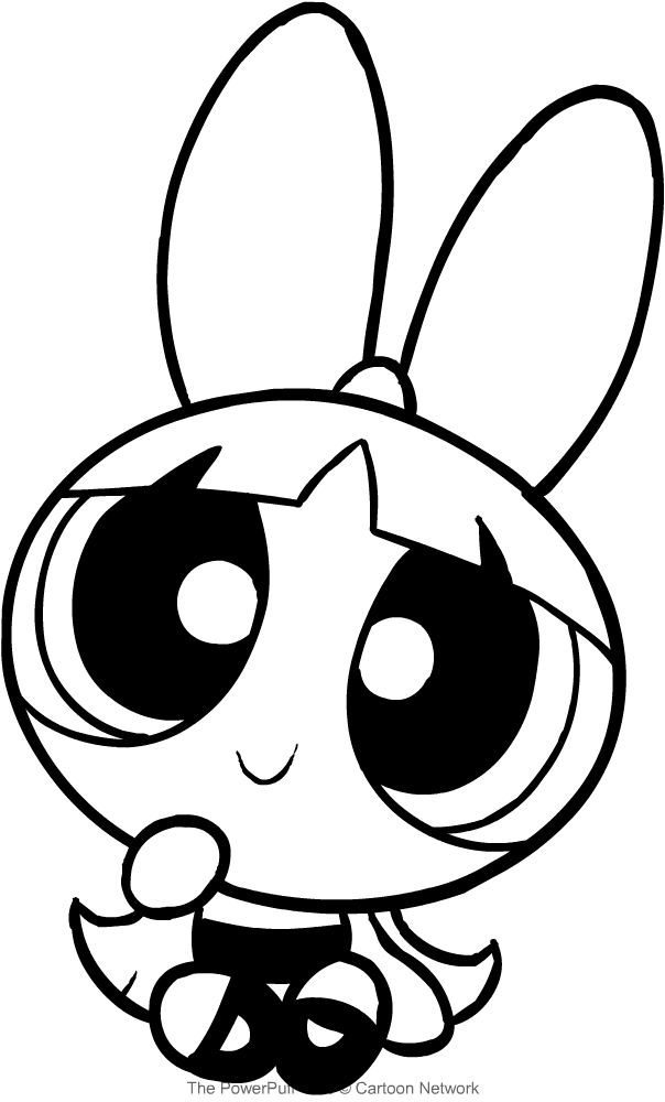 604x1000 Drawing Blossom Sitting Smiling - Powerpuff Drawing