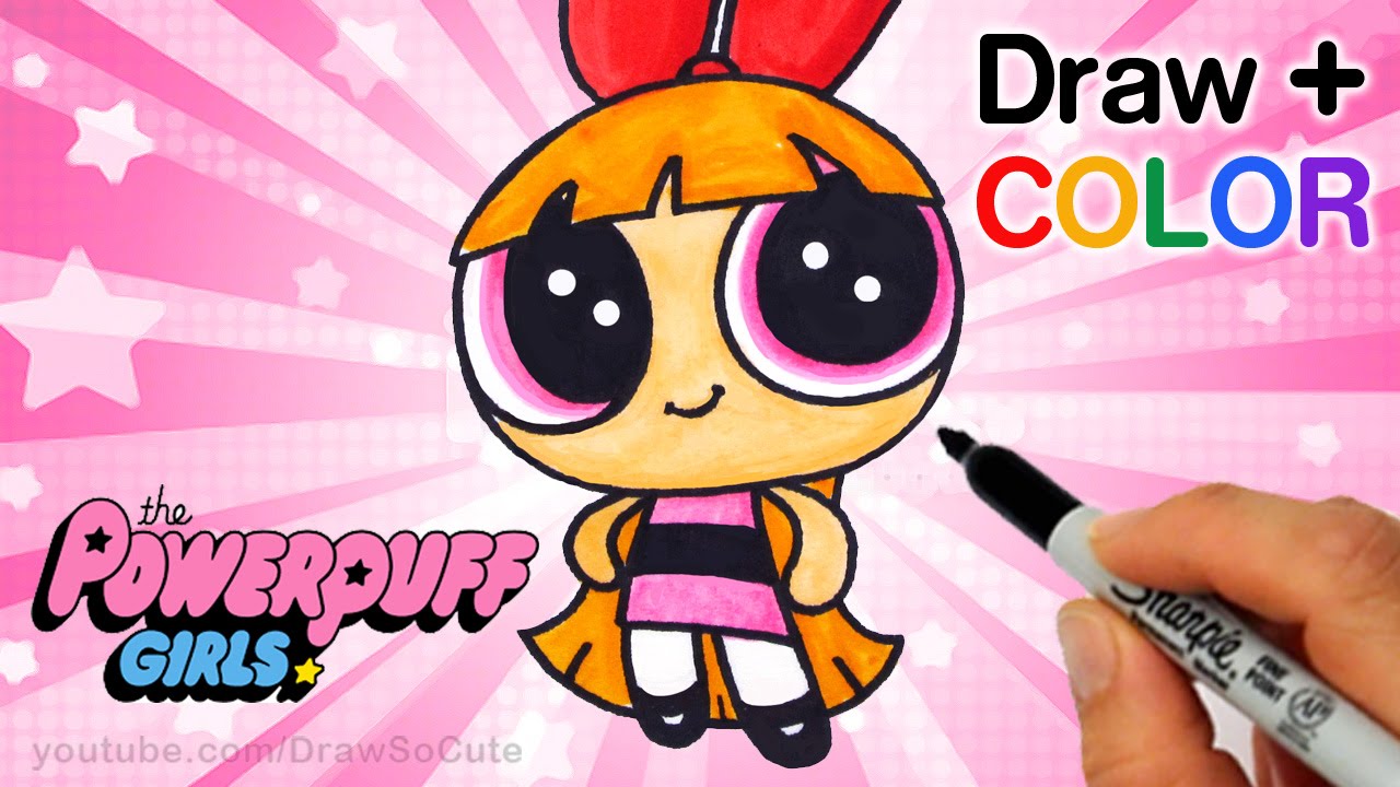1280x720 how to draw + color blossom from powerpuff girls step - Powerpuff Girls Drawing