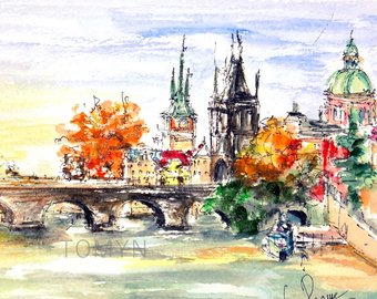 340x270 prague drawing etsy - Prague Drawing