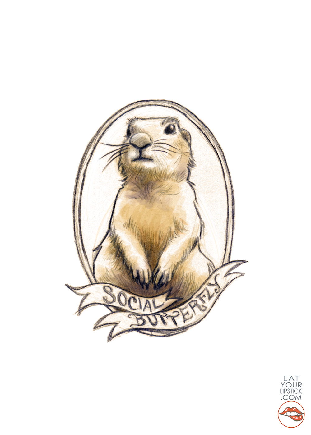 1000x1400 lipstick kiss press animal art print prairie dog online - Prairie Dog Drawing