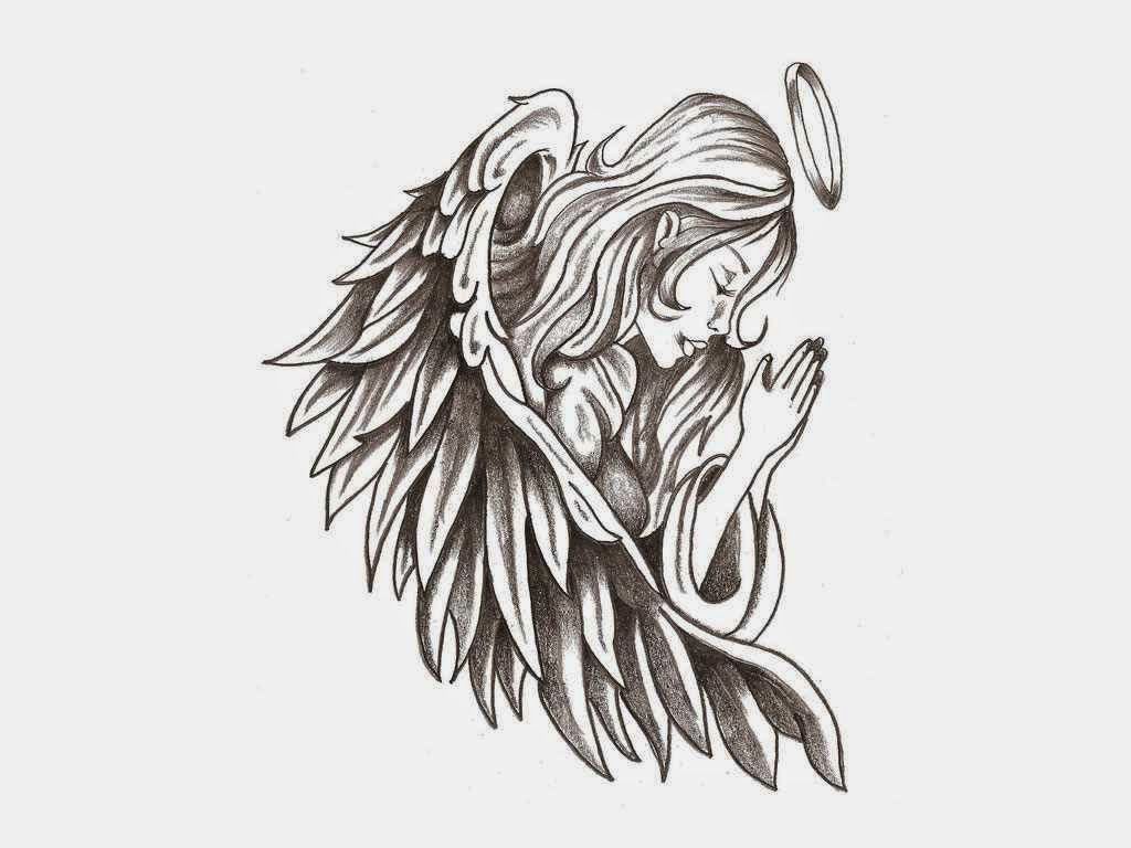 1024x768 Tatoo Angel Tattoo Designs, Guardian - Praying Angel Drawing