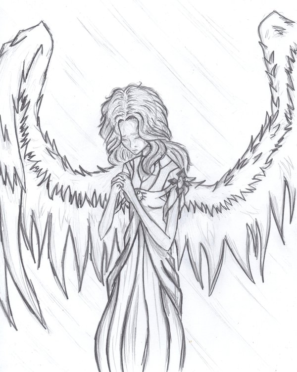 600x752 Praying Angel Drawing Pics Drawing Skill - Praying Angel Drawing