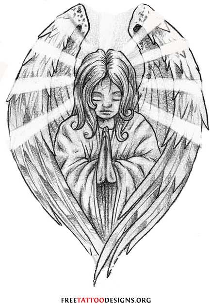 433x634 praying angel tattoos angel tattoos angel wings, guardian - Praying Angel Drawing
